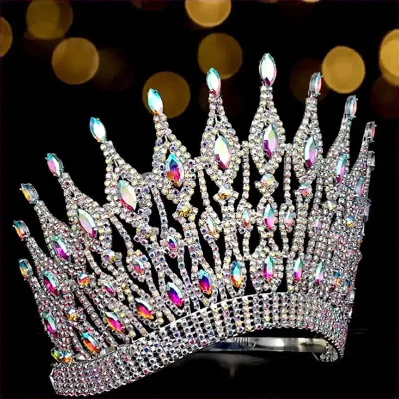Colorful Gemstone Bridal Wedding Crown Crystal Hair Accessory