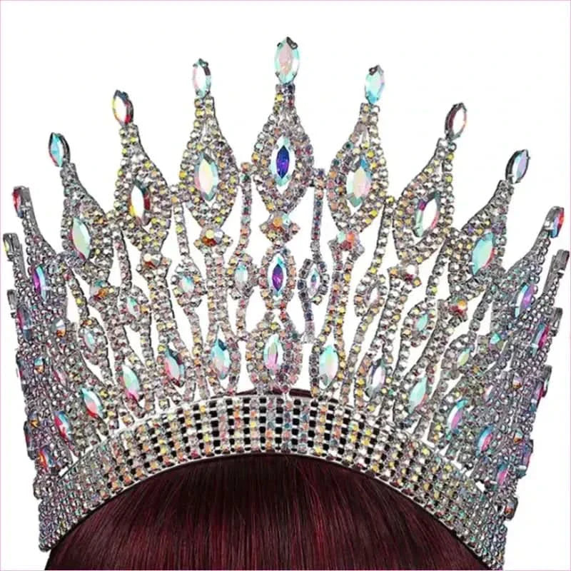 Colorful Gemstone Bridal Wedding Crown Crystal Hair Accessory