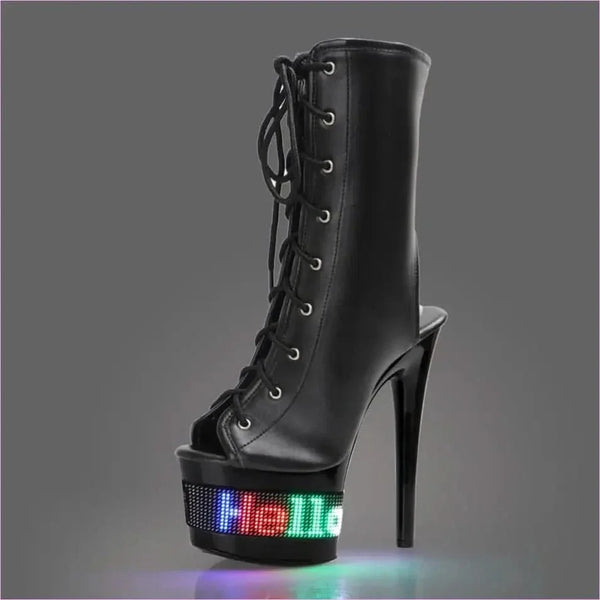 Colorful Led Ultra High Lace Open Toe Drag Queen Boots