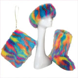 Colorful Padded Imitation Fur Women’s Snow Boots and Hat Set