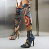 Colorful Plus Size Pointed Toe Ultra-high Knee Boots