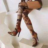 Colorful Plus Size Pointed Toe Ultra-high Knee Boots