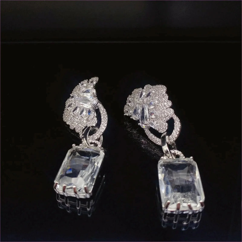 Colorful Rhinestone Precision Micro Inlaid Gold-toned Earrings