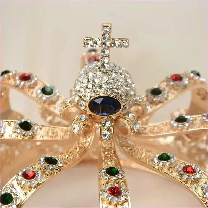 Colorful Royal Crystal Crown Headpiece for Men and Women Pageants