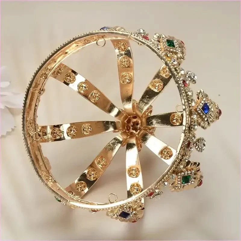 Colorful Royal Crystal Crown Headpiece for Men and Women Pageants