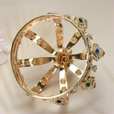 Colorful Royal Crystal Crown Headpiece for Men and Women Pageants