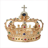 Colorful Royal Crystal Crown Headpiece for Men and Women Pageants