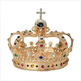 Colorful Royal Crystal Crown Headpiece for Men and Women Pageants