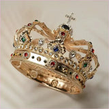 Colorful Royal Crystal Crown Headpiece for Men and Women Pageants