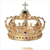 Colorful Royal Crystal Crown Headpiece for Men and Women Pageants