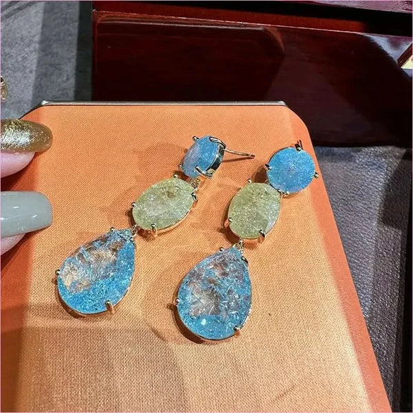 Colorful Sparkling Ice Flower Cut Earrings Full of Diamonds