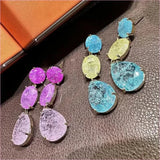 Colorful Sparkling Ice Flower Cut Earrings Full of Diamonds