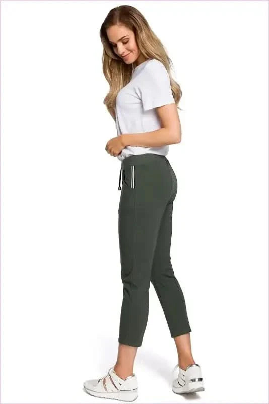 Cotton Trousers Elastic Waistband Fashion Style