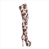 Cow Print Thigh Length Platform Boots for Standout Style