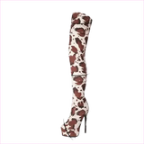 Cow Print Thigh Length Platform Boots for Standout Style