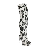Cow Print Thigh Length Platform Boots for Standout Style