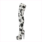 Cow Print Thigh Length Platform Boots for Standout Style