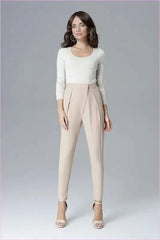 Creased Trousers Unique Style Waist Emphasis Fashion