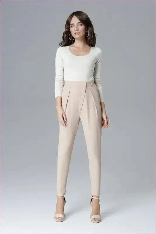 Creased Trousers Unique Style Waist Emphasis Fashion