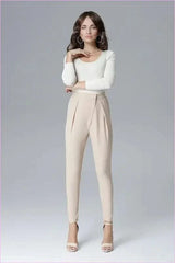 Creased Trousers Unique Style Waist Emphasis Fashion