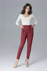 Creased Trousers Unique Style Waist Emphasis Fashion