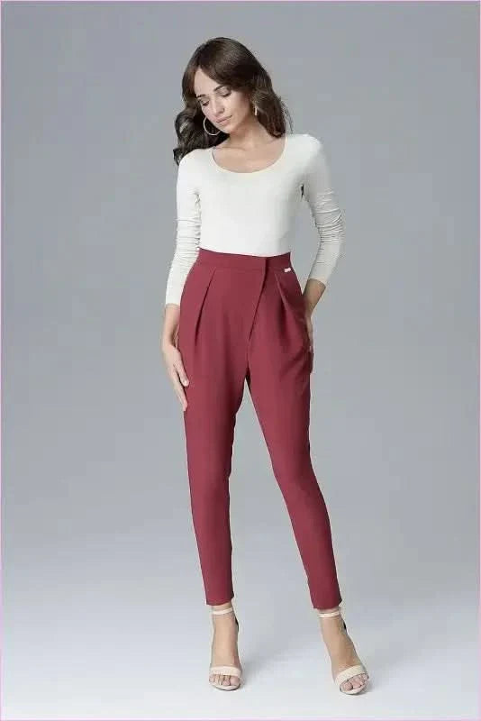 Creased Trousers Unique Style Waist Emphasis Fashion