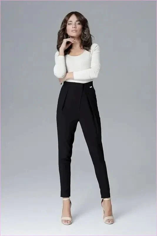 Creased Trousers Unique Style Waist Emphasis Fashion