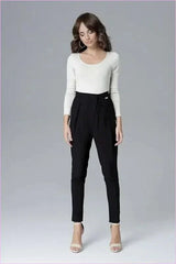 Creased Trousers Unique Style Waist Emphasis Fashion
