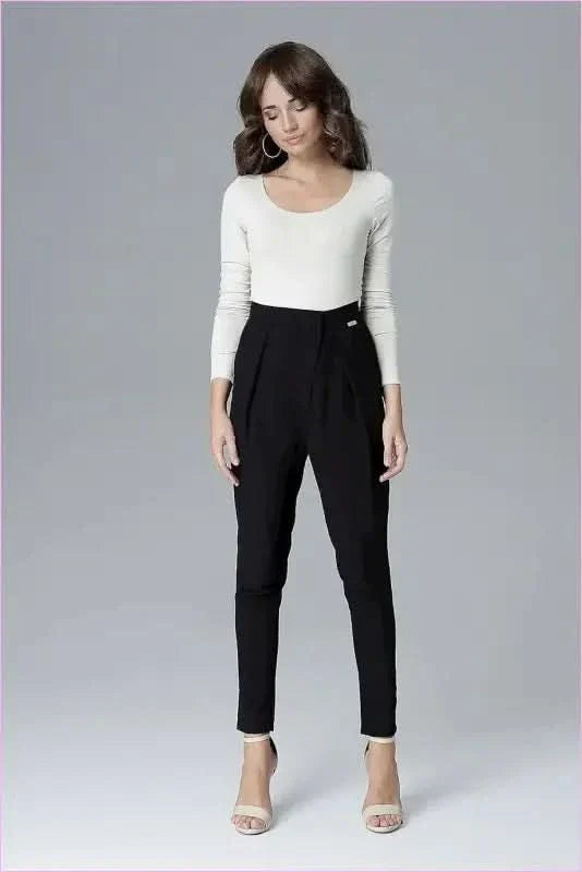 Creased Trousers Unique Style Waist Emphasis Fashion