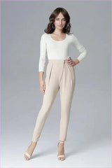 Creased Trousers Unique Style Waist Emphasis Fashion