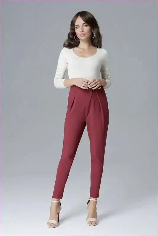 Creased Trousers Unique Style Waist Emphasis Fashion