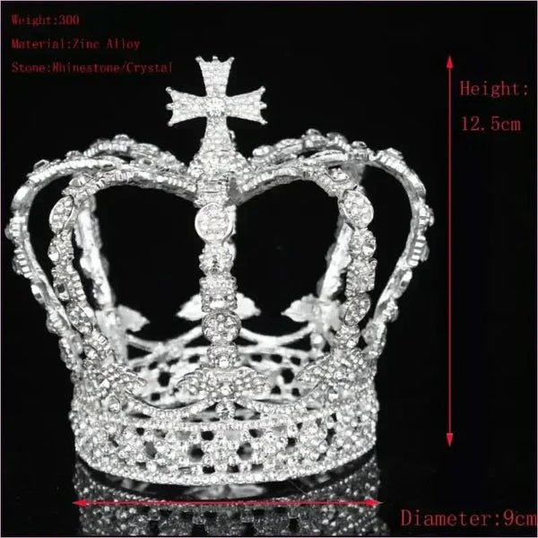 Crystal Vintage Royal Crown for Men and Women