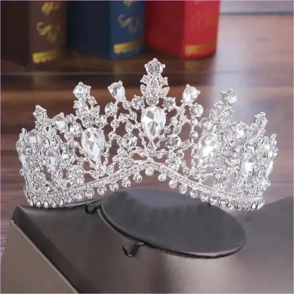 Crystal Waterdrop Rhinestone Crown Bridal Set with Tiara and Jewelry