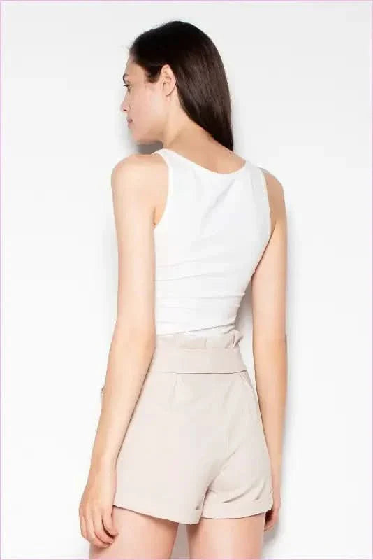 Cuffed High Waist Fashion Shorts