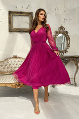 Bicotone Evening Midi Dress | Chic Layered Skirt & Feminine Style