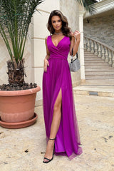 Bicotone Glittering Long Evening Dress - Sweetheart Neckline