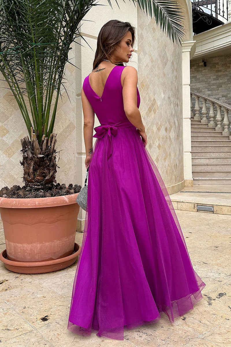 Bicotone Glittering Long Evening Dress - Sweetheart Neckline