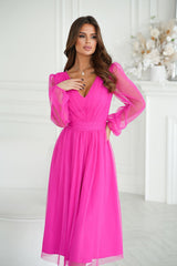 Bicotone Evening Midi Dress | Chic Layered Skirt & Feminine Style