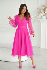 Bicotone Evening Midi Dress | Chic Layered Skirt & Feminine Style