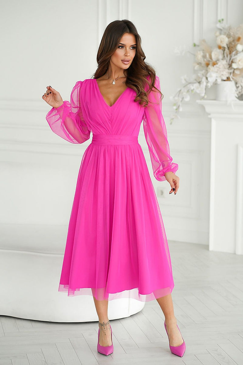 Bicotone Evening Midi Dress | Chic Layered Skirt & Feminine Style