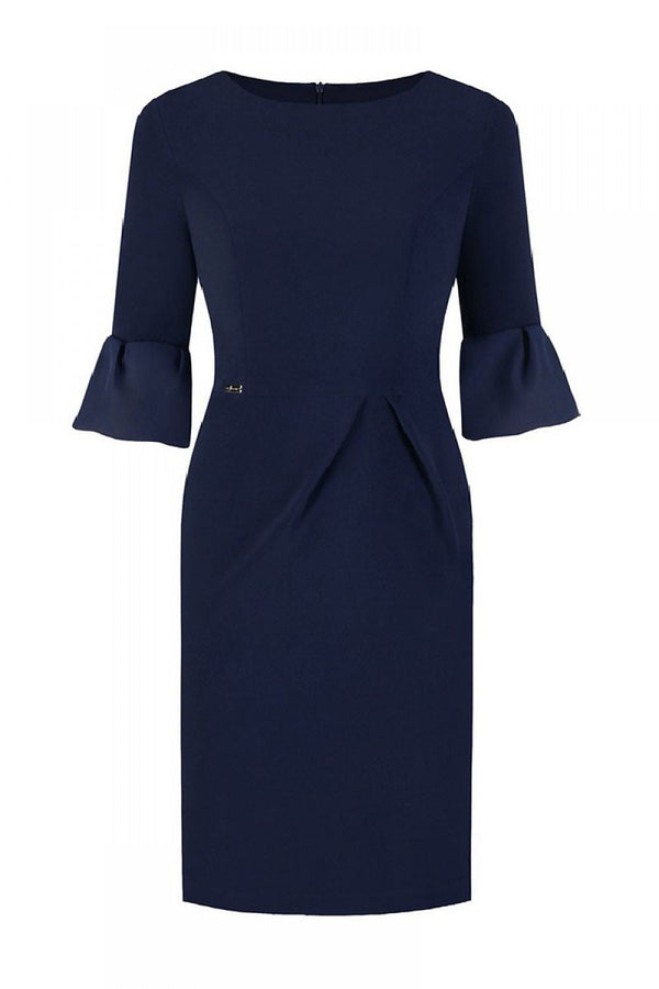 Plus Size Jersa Dress: Simple Style, 3/4 Sleeve & Frill