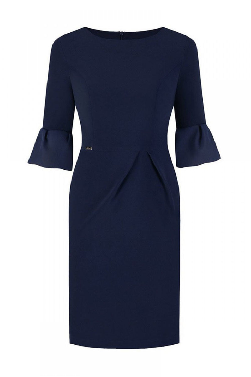 Plus Size Jersa Dress: Simple Style, 3/4 Sleeve & Frill