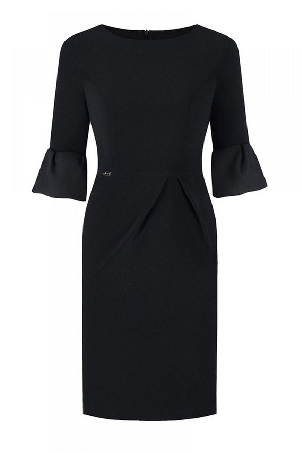 Plus Size Jersa Dress: Simple Style, 3/4 Sleeve & Frill