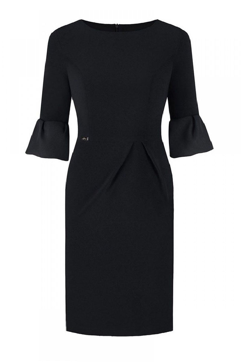 Plus Size Jersa Dress: Simple Style, 3/4 Sleeve & Frill