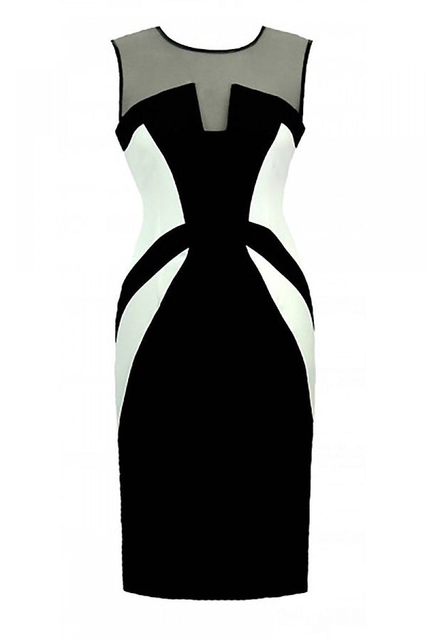 Jersa Fitted Cocktail Dress | Elegant Mesh Neckline Design