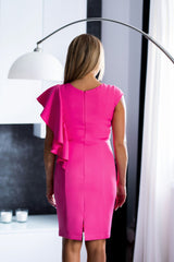 Jersa Fitted Evening Dress: Butterfly Sleeves & Elegant Frill