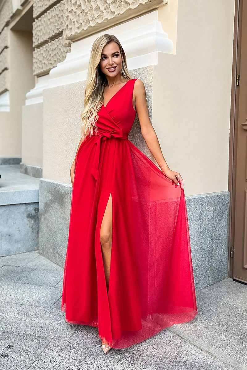 Bicotone Glittering Long Evening Dress - Sweetheart Neckline