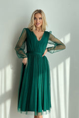 Bicotone Evening Midi Dress | Chic Layered Skirt & Feminine Style