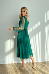 Bicotone Evening Midi Dress | Chic Layered Skirt & Feminine Style