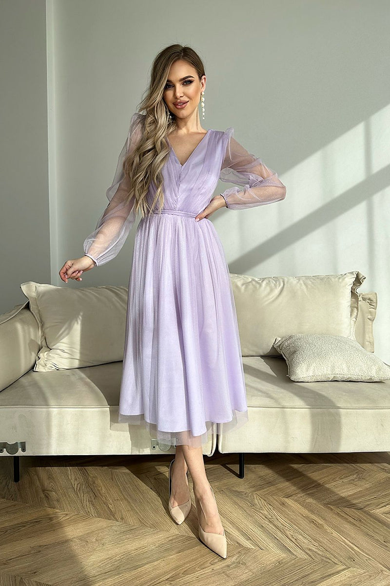 Bicotone Evening Midi Dress | Chic Layered Skirt & Feminine Style